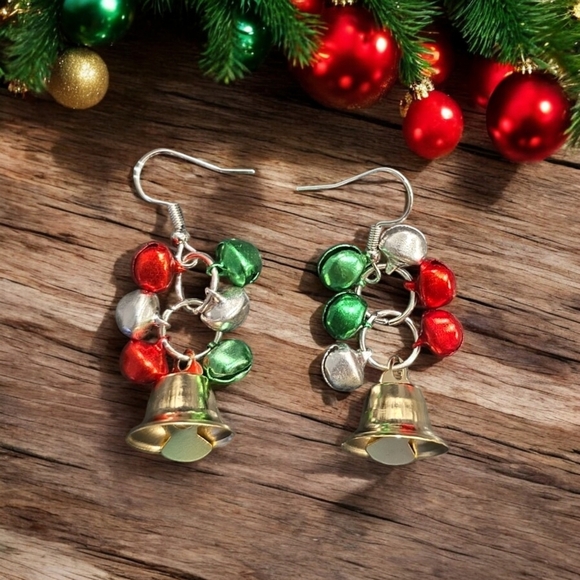 Bells Holiday Festive Dangle Earrings - Picture 1 of 3
